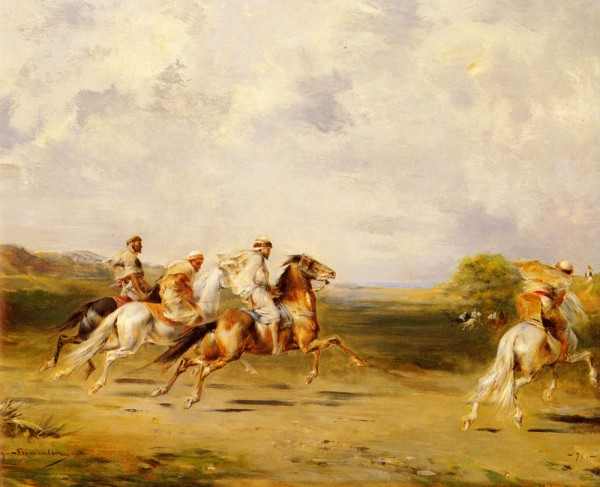 Arab horsemen by Eugene Fromentin